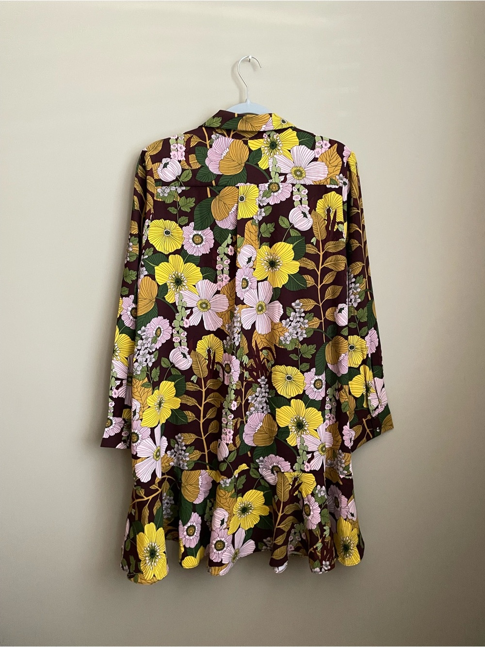 Tuckernuck NWT retro floral crepe Callahan shirt dress boho maximalist sz XL - Picture 10 of 13
